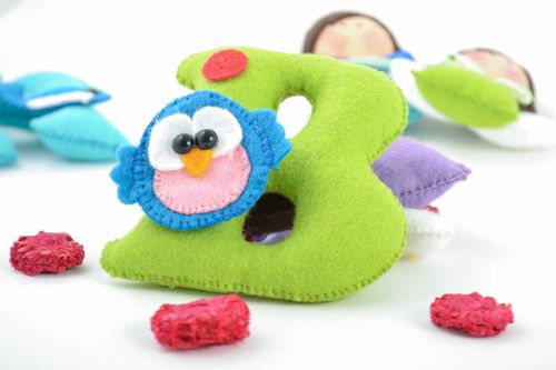 Beautiful handmade decorative felt soft letter B with toy owl for children - MADEheart.com