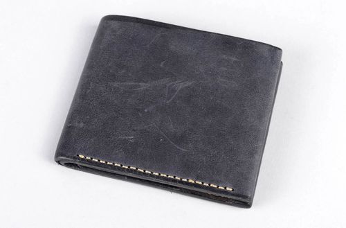 Portefeuille cuir fait main Maroquinerie design Accessoire cuir gris original - MADEheart.com