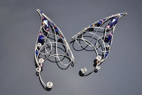 Cuffs pendientes de alambre y cristal De elfos - MADEheart.com