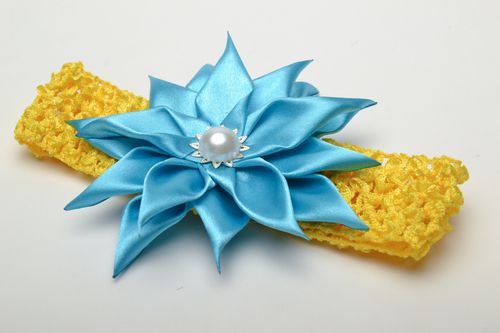 Повязка на голову с цветком синего цвета - MADEheart.com