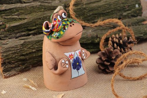 Handmade ceramic bell with painting frog beautiful designer interior element - MADEheart.com