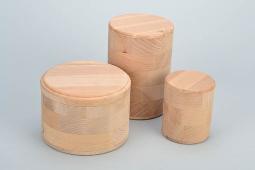 Set of 3 unfinished wooden containers for kitchen craft blanks for decoration - MADEheart.com