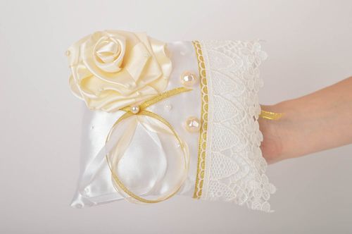 Handmade wedding accessory satin cute pillow for rings unusual wedding pillow - MADEheart.com