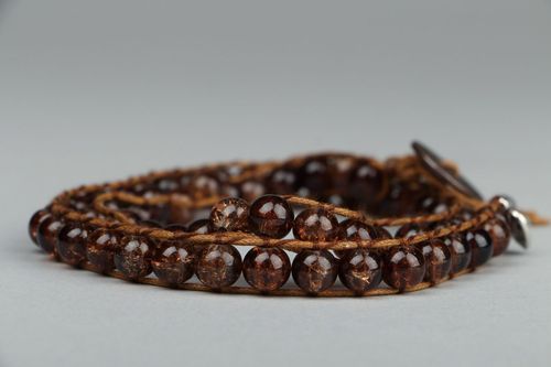 Bracelet en perles marron fait main - MADEheart.com