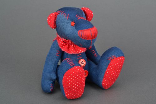 Denim soft toy for child Bear - MADEheart.com