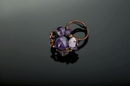 Ring from copper with amethyst - MADEheart.com