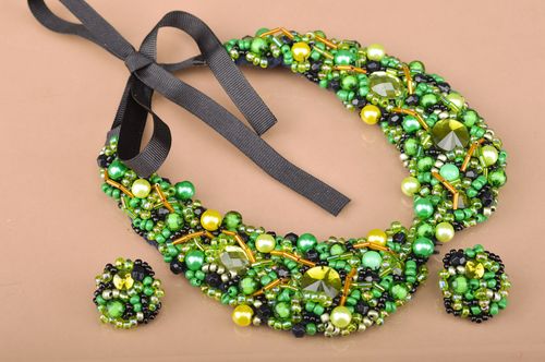 conjunto de adornos artesanales de cuentas collar y pendientes para mujeres - MADEheart.com