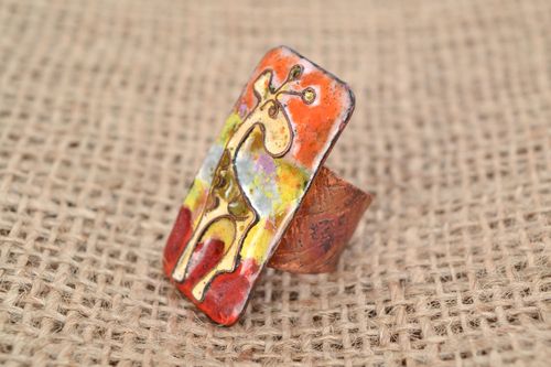 Anel artesanal de cobre Girafa - MADEheart.com