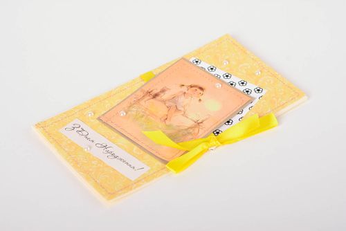 Carte de voeux fait main scrapbooking tons jaunes Cadeau original fille - MADEheart.com
