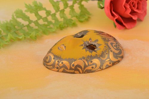 Painted handmade fridge magnet in the shape of a souvenir mask made of clay - MADEheart.com