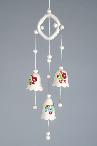 Ceramic hanging bells with poppies - MADEheart.com