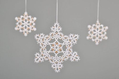 Lace Christmas tree decoration Golden snowflake - MADEheart.com