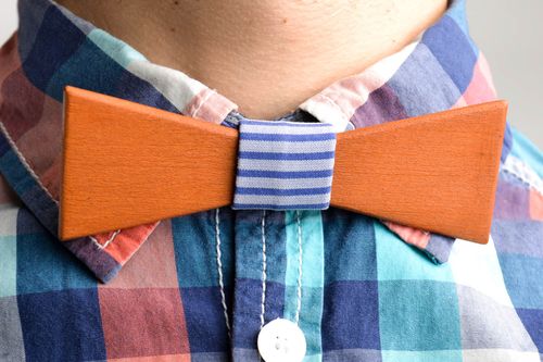 Handmade wooden bow tie stylish bow tie men accessories present for guy - MADEheart.com