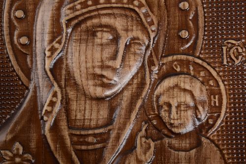 Handmade orthodox icon wooden carved accessories beautiful unusual interior - MADEheart.com