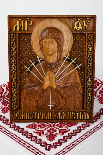 Handmade Mutter Gottes Bild christliches Geschenk Wandbild aus Holz geschnitzt - MADEheart.com