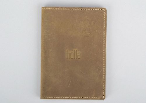 Porte-passeport en cuir beige - MADEheart.com