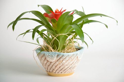 Handgemachter Blumentopf aus Keramik Diagonale - MADEheart.com