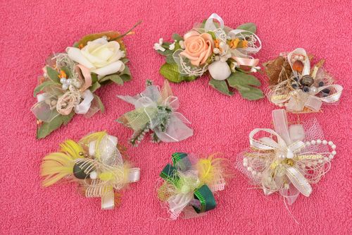 Set of 7 handmade designer artificial flower blanks for jewelry making - MADEheart.com