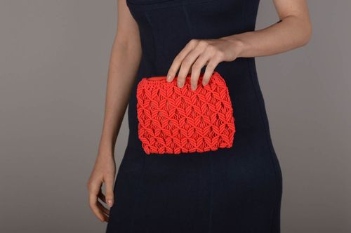Handmade cosmetic bag designer accessories macrame bag gift ideas for her - MADEheart.com