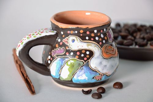 Глиняная чашка с роспись Гуси-лебеди - MADEheart.com