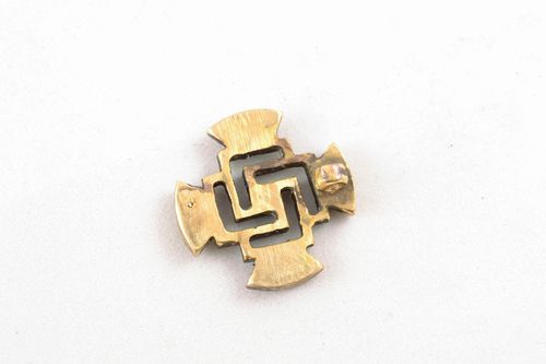 Amuleto in stile etnico fatto a mano a forma di croce di bronza zgard - MADEheart.com