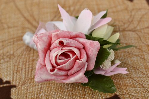 Искусственный розовый цветок для заколки или другого украшения ручной работы  - MADEheart.com