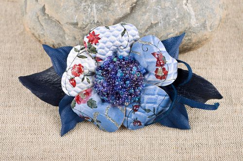 Handmade leather flower brooch flower accessories leather jewelry for women - MADEheart.com
