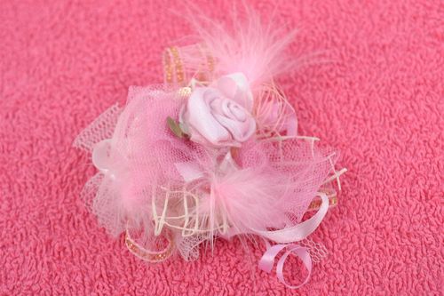 Handmade artificial decorative pink ribbon flower decoration for jewelry making - MADEheart.com
