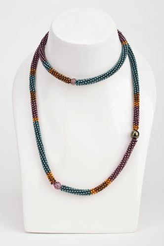 Beautiful colorful womens handmade designer beaded cord necklace - MADEheart.com