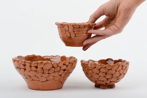 Cuencos de cerámica artesanales utensilios de cocina regalos originales marrones - MADEheart.com