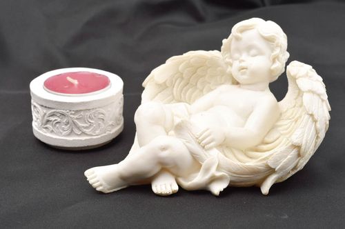 Figura de angelito hecha a mano de yeso figura decorativa decoración de hogar  - MADEheart.com