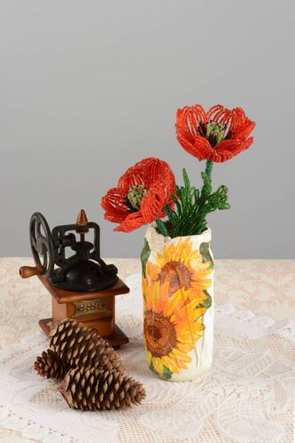 10 inches hand-painted ceramic flower vase with sunflowers 1,17 lb - MADEheart.com