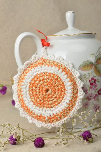 Unusual handmade pot holder homemade crochet potholder kitchen supplies - MADEheart.com