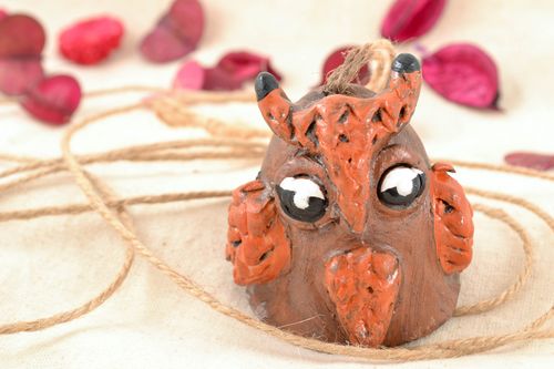 Handmade designer ceramic bell Owl - MADEheart.com
