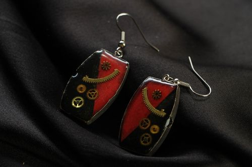 Steampunk earrings with mechanism - MADEheart.com