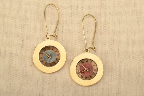Handmade beautiful womens earrings made of metal in steampunk style designer accessory - MADEheart.com