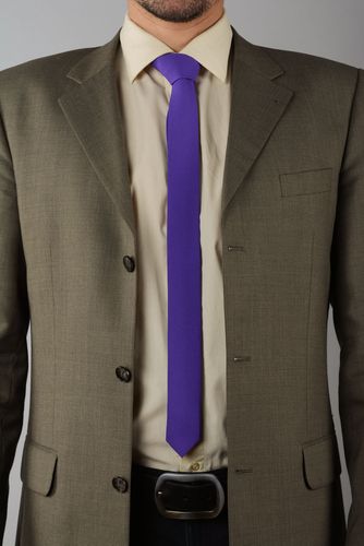 Handmade narrow tie purple - MADEheart.com
