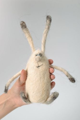 Toy Bunny in the technique of dry and wet felting - MADEheart.com