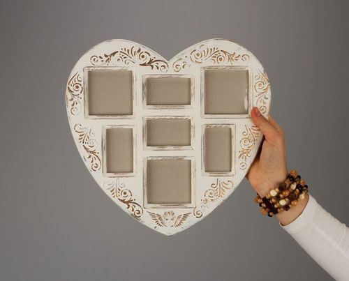 Cornice per foto di legno a forma di cuore fatta a mano Portaritratti di legno  - MADEheart.com