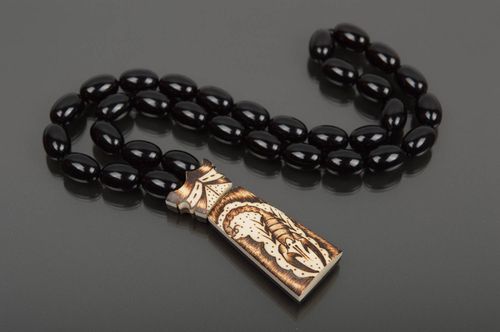 Chapelet fait main Bijou religieux accessoire noir débonite Cadeau original - MADEheart.com