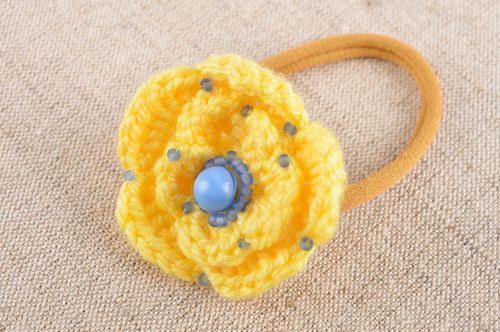 Handmade crocheted scrunchy hair accessories flower barrette present for girl - MADEheart.com
