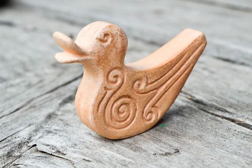 Silbato artesanal de arcilla pato regalo para niños instrumento de viento - MADEheart.com