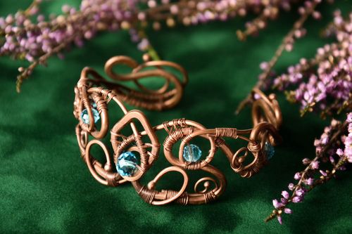 Handmade beautiful bracelet wrist copper accessory stylish vintage jewelry - MADEheart.com