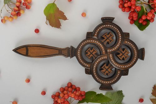 Handmade carved cross wooden wall decoration wooden interior crucifix  - MADEheart.com