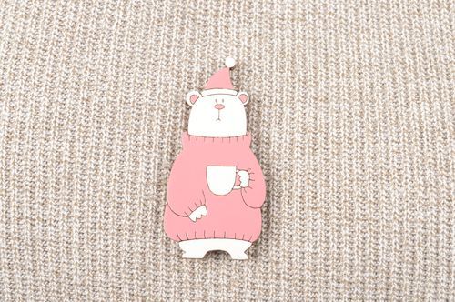 Handmade designer cute brooch unusual wooden accessory animal brooch gift - MADEheart.com