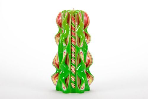 Vela esculpida de cera Cauda de andorinha verde - MADEheart.com