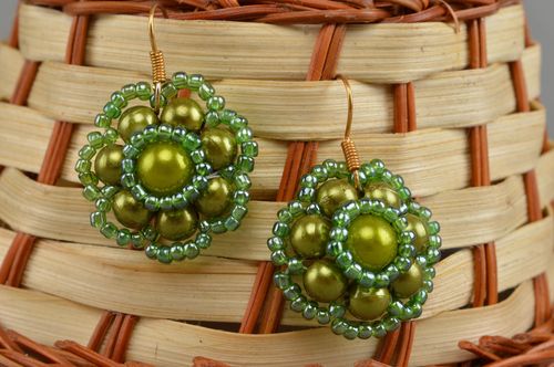 Unusual handmade bright beaded earrings designer jewelry for girls gift ideas - MADEheart.com