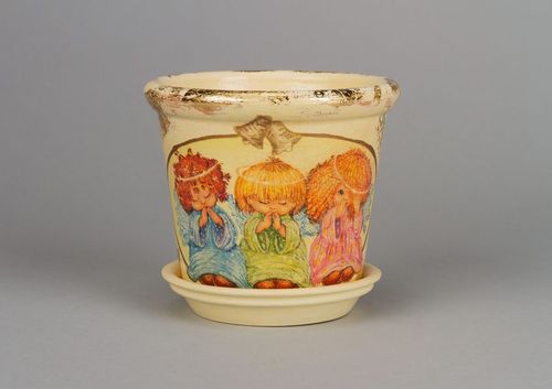 Maceta cerámica “Tres ángeles” - MADEheart.com
