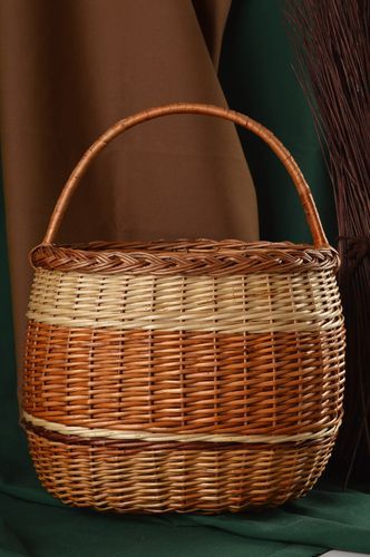 Cesta de mimbre decorada barril artesanal elemento decorativo regalo para mujer - MADEheart.com