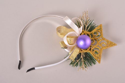 Serre-tête Noël fait main Accessoire cheveux Cadeau Noël satin brocart ruban - MADEheart.com
